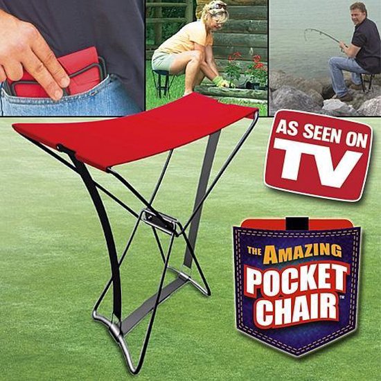 Foto: The amazing pocket chair compact opvouwbaar stevig stoeltje voor buitengebruik op reis camping festival sportwedstrijd etc 