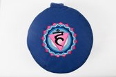 Om Namaste Ronde Meditatiekussen Chakra Collection - Blauw 5e Chakra