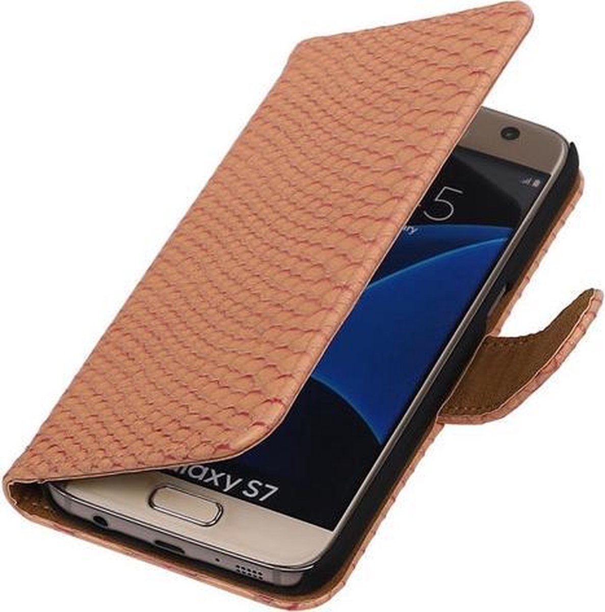 Roze Slang Booktype Samsung Galaxy S7 Wallet Cover Hoesje