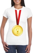 Gouden medaille kampioen shirt wit dames XL