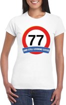 Verkeersbord 77 jaar t-shirt wit dames M