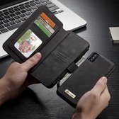 CASEME 2-in-1 Multifunctioneel Rits Portemonnee Split Leren Hoesje iPhone X - Zwart