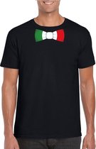 Zwart t-shirt met Italiaanse vlag strikje heren - Italie supporter M