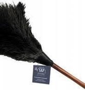 Plumeau met struisvogelveren 50 cm met houten steel zwart