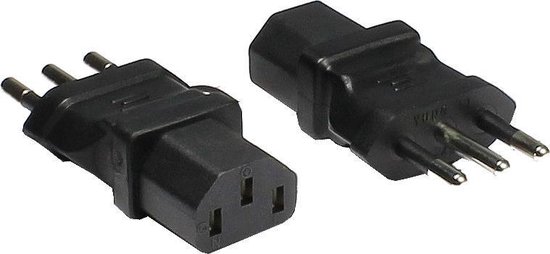 Werkwijze molen Autorisatie Stroom adapter C13 (v) - Italiaanse (type L) stekker (m) / zwart | bol.com