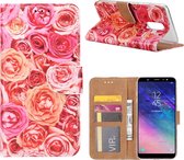 Xssive Hoesje voor Samsung Galaxy A6 Plus 2018 A605 - Book Case - Pink Roses