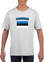 T-shirt met Estlandse vlag wit kinderen S (122-128)