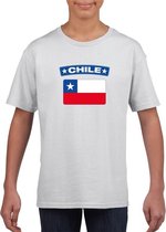 T-shirt met Chileense vlag wit kinderen XS (110-116)
