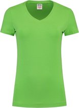 Tricorp Dames T-shirt V-hals 190 grams - Casual - 101008 - Limoengroen - maat L