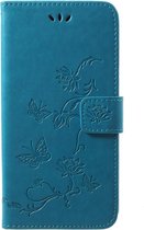 Bloemen Book Case - Huawei P20 Pro Hoesje - Blauw