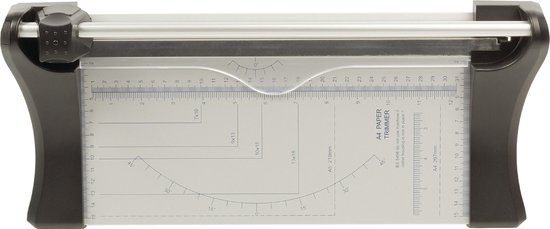 OfficeTree Papiersnijder incl. 1 reservemesje - handmatig snijapparaat voor papier DIN A4-8 vellen snijmachine papier van metaal - antislip gebruik dankzij vastzetlipje