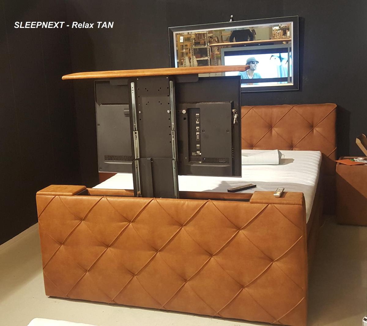 SleepNext HQ - Luxe Boxspring met TV Lift / 180x200cm / Relax Tan | bol.com