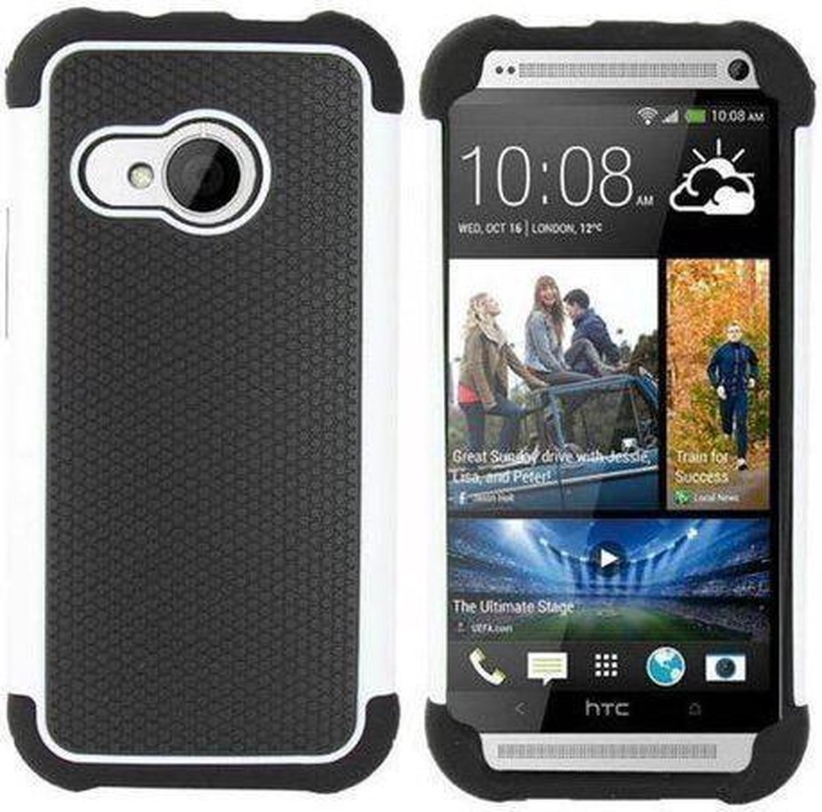 HTC One Mini 2 (M8) Hard Case Cover Zwart Wit