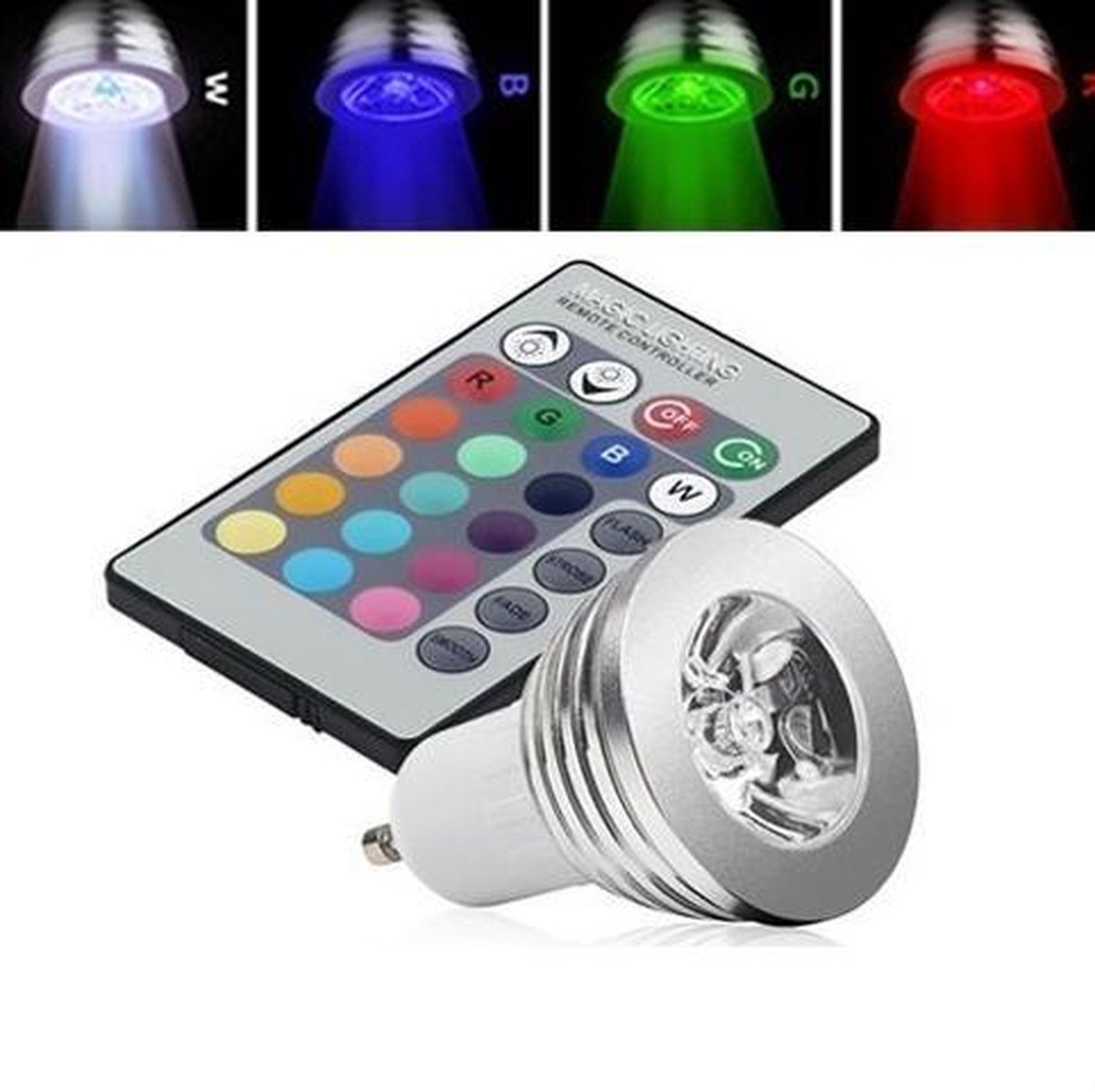 1 Stuk GU10 3W 16 klueren RGB LED lamp met afstandsbediening