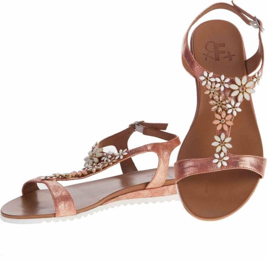 La Femme Plus - sandalen - maat 36 - dames - metallic - zalm - bloemen |  bol.com