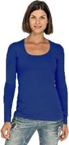 Bodyfit dames shirt lange mouwen/longsleeve blauw - Dameskleding basic shirts L (40)