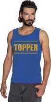 Toppers Blauw Topper mouwloos shirt/ tanktop in gouden glitter letters heren - Toppers dresscode kleding XXL