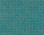 Blauw | Groen | Metallic Modern Grafisch Vliesbehang - AS Creation Ethnic Origin