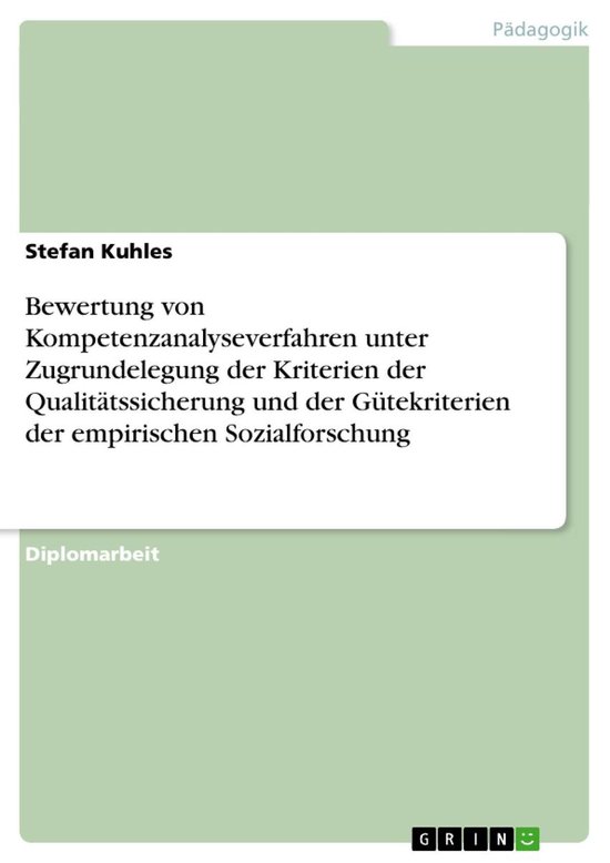 Bewertung von Kompetenzanalyseverfahren unter Zugrundelegung ... - cover