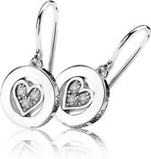 ZINZI zilveren oorhangers hart wit LOVEO03H