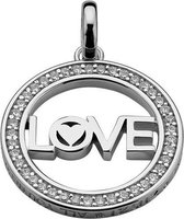 ZINZI zilveren hanger met LOVE in rand 25mm wit LOVEH08