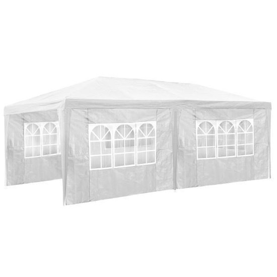 tectake® - Paviljoentent 3x6 m met 5 zijwanden - wit - tuinpaviljoen - paviljoentent - paviljoen tent - terras paviljoen
