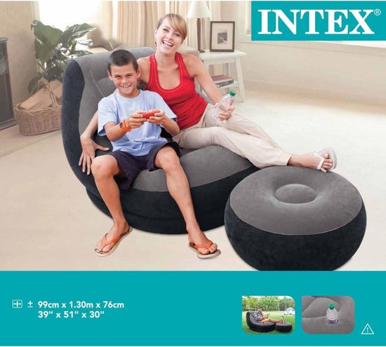 | Intex Opblaasstoel met poef Ultra Lounge Relax 68564NP Opblaasbare Intex Intex Ultra Lounge opblaasstoel met poef