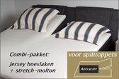 Cevilit Hoeslaken Split topper jersey hoeslaken (ANTRACIET)  + stretch-molton 160 x 200-220. Combi-voordeelpak