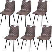 Eetkamerstoelen 6 stuks donkerbruin kunstleer