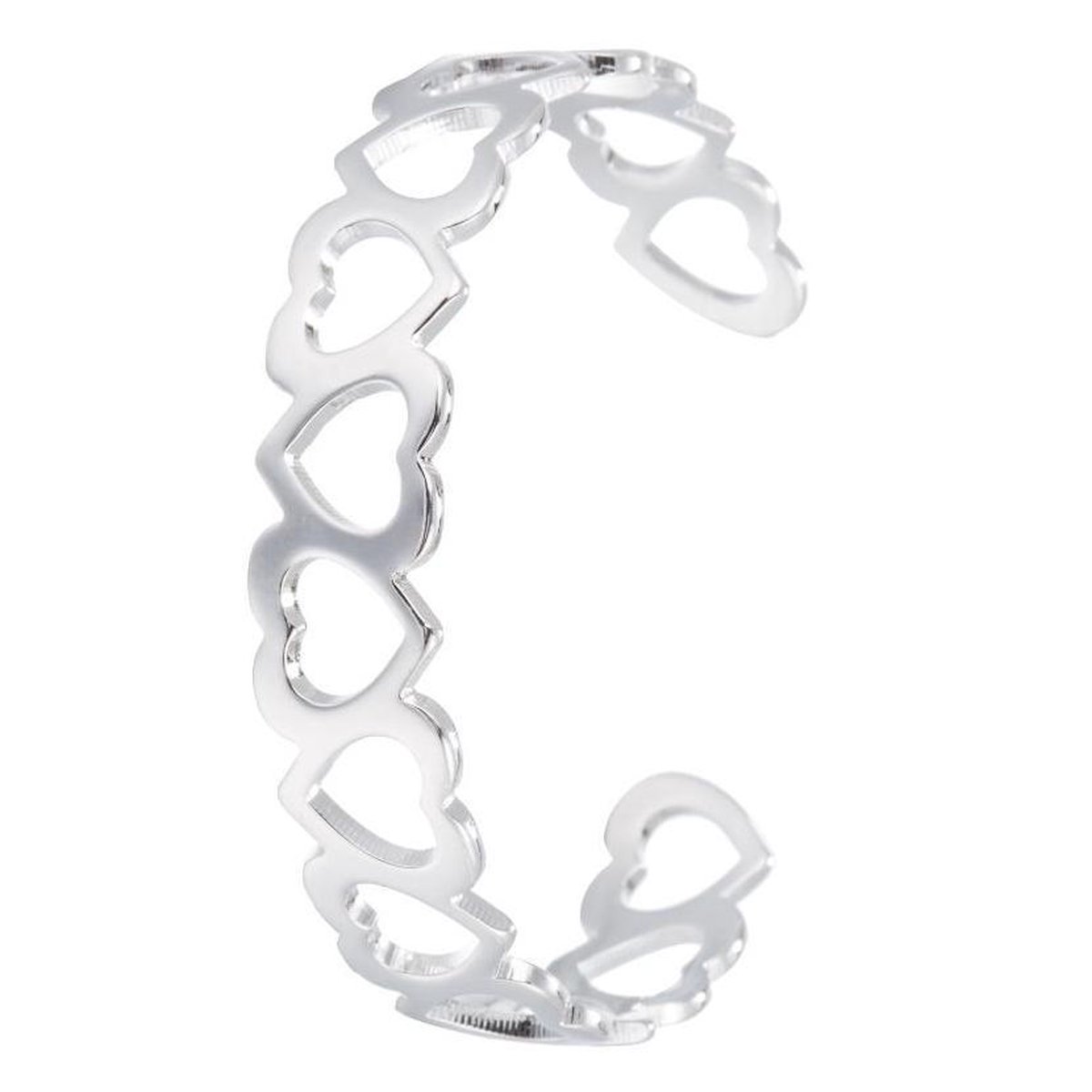 24/7 Jewelry Collection Hartjes Bangle Armband - Zilverkleurig