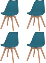 Eetkamerstoelen kunstleer massief hout turquoise 4 st