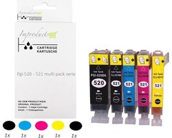 Improducts® Inkt cartridges - Alternatief Canon PGI-520 / CLI-521 XL multi pack chip v5