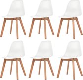 Eetkamerstoelen wit 6 st (incl. vloerviltjes)