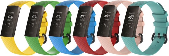 KELERINO. Siliconen bandje geschikt voor Fitbit Charge 3 / Charge 4 - 6-pack - Zomer - Small