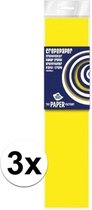 3x Crepe papier plat neon geel 250 x 50 cm - Knutselen met papier - Knutselspullen
