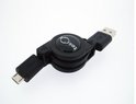 Muvit retractable USB naar Micro-USB datakabel - zwart