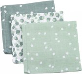 Briljant Baby Monddoekje Hydrofiel 30 x 30 - Spots - Stonegreen - 3 Stuks
