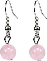 Edelstenen oorbellen Dangling Rose Quartz - oorhanger - roze - rozenkwarts