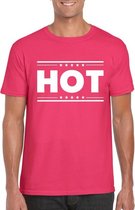 Hot t-shirt fuscia roze heren XL