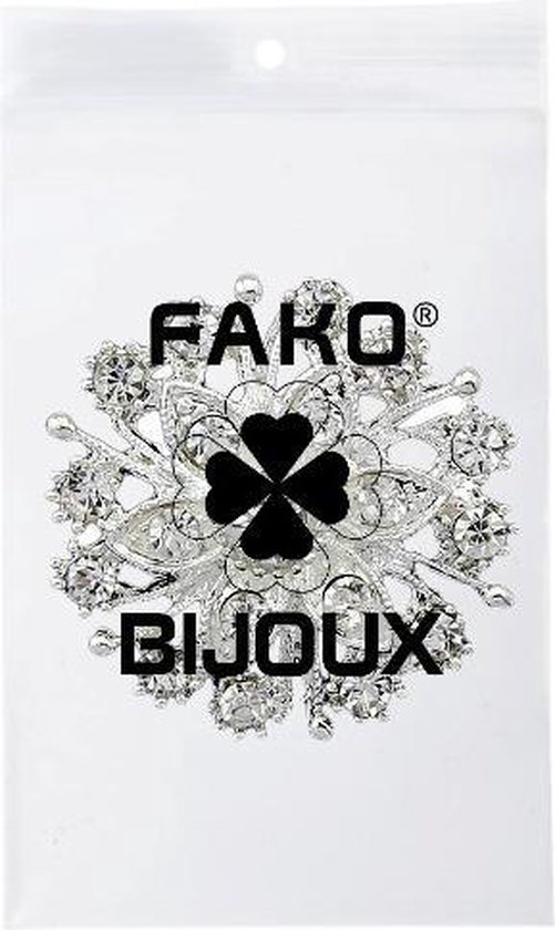 Fako Bijoux® - Broche - Bloem - Kristal - 32x32mm - Zilverkleurig - Fako Bijoux®