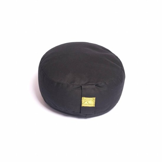 Meditatiekussen zwart kind of reis - 26x21x11 - 1100 - Boekweit - Katoen - Zwart van Myo Yoga — afbeelding 2