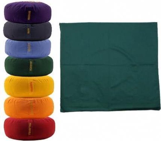 Meditatiemat hoes groen 4e chakra - 65x65x5 - Katoen - Groen - Biologisch van Merkloos — afbeelding 3