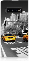 Geschikt voor Samsung Galaxy S10 Plus Standcase Hoesje Design New York Taxi