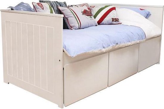 Geplooid Inloggegevens het einde Lilli Furniture - Nanne bedbank met 3 mega lades - inclusief lattenbodem -  90x200cm - Wit | bol.com