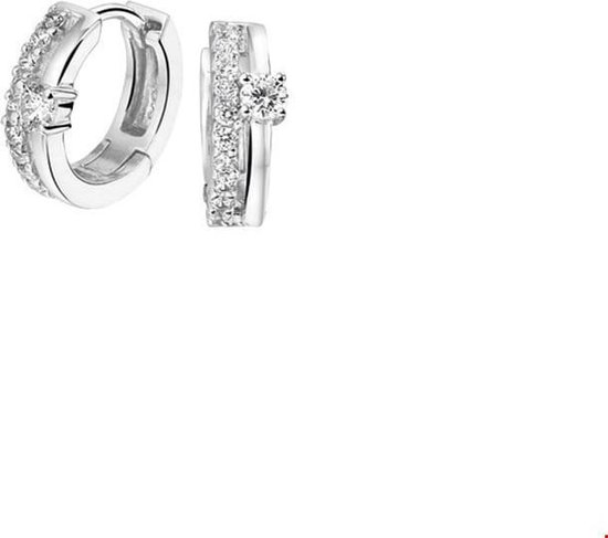 Zilver Gerhodineerd Klapoorringen Zirkonia 1322395