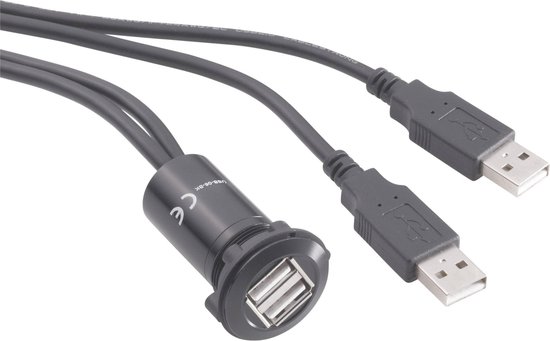 chenyang USB 3.1 Gen 2 10 Gbit/s inbouw USB C verlengkabel, stekker naar bus, voor dashboardmontage in de auto, waterdicht, stofdicht, rond