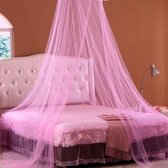 Klamboe – Rond Muskietennet - Reisklamboe – Mosquitonet Geschikt Voor 1 en 2 Persoons Bed (Queen Size Max 1,6 Meter Breedte) - Roze