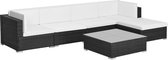 Loungeset poly rattan zwart 17-delig  (incl. Fleecedeken)