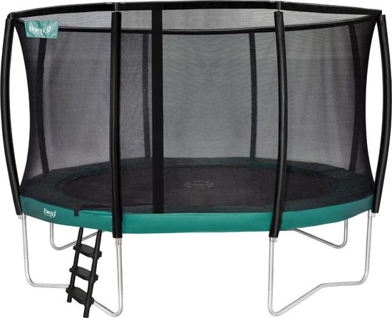 Etan Premium Gold Combi Deluxe Trampoline set - Ø427 cm - inc. sterke Deluxe Veiligheidsnet - UV-bestendige Randkussen - sterk Duits PVC - Extreem veilig - Hoogste springcomfort - Made in Europe - Nieuwste model - Groen - Rond