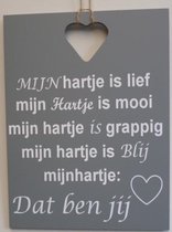 Tekstbord mijn hartje grijs